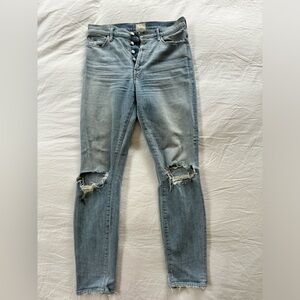 Mother x Miranda Kerr ripped high waist denim